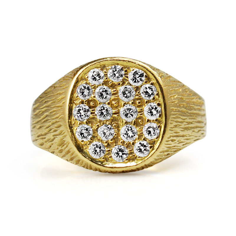 18ct Yellow Gold Diamond Cluster Signet Ring