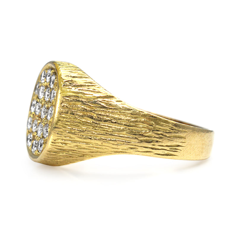 18ct Yellow Gold Diamond Cluster Signet Ring