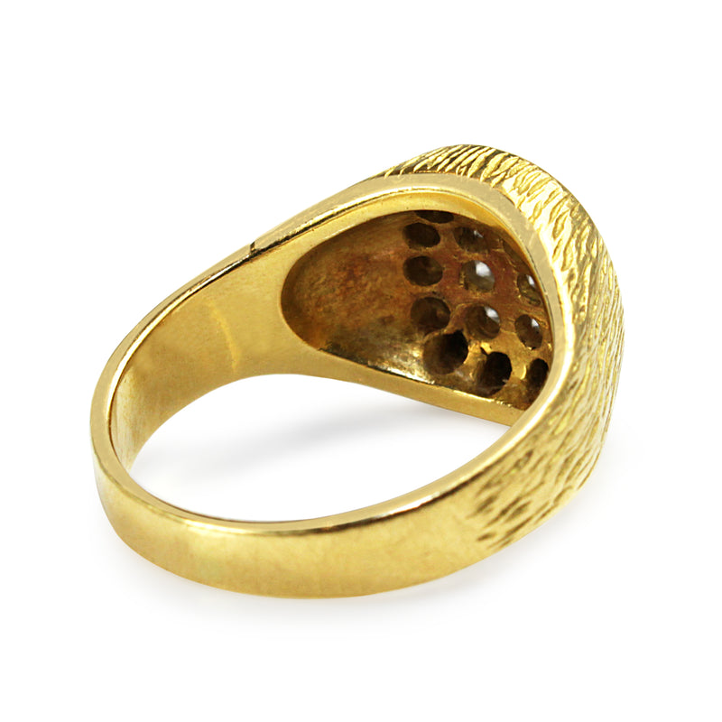 18ct Yellow Gold Diamond Cluster Signet Ring