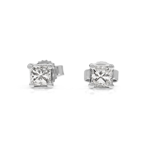 14ct White Gold .50ct Princess Cut Diamond Studs