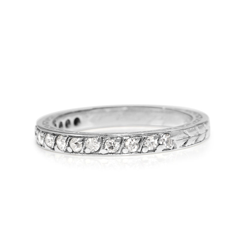 Platinum Art Deco Single Cut Diamond Band