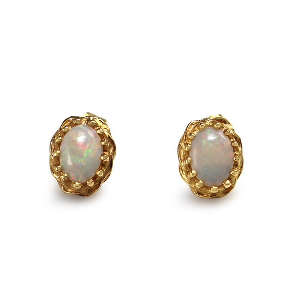 14ct Yellow Gold Opal Stud Earrings