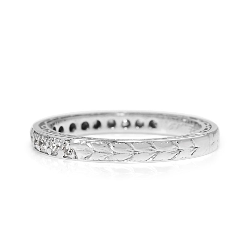 Platinum Art Deco Single Cut Diamond Band