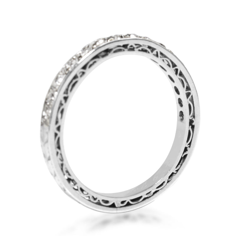 Platinum Art Deco Single Cut Diamond Band