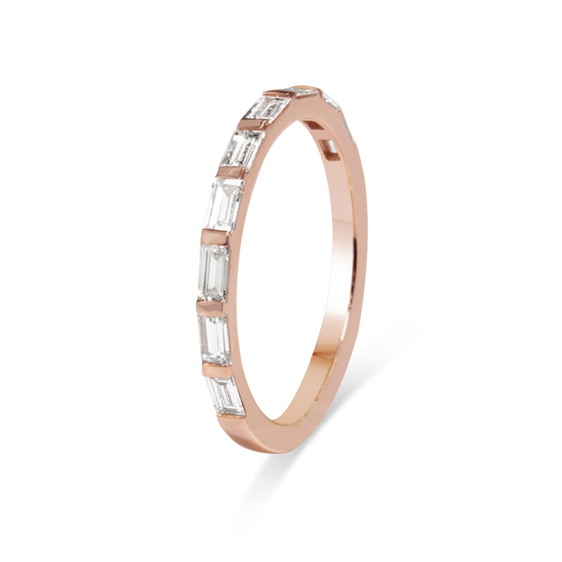 18ct Rose Gold Diamond Baguette Ring