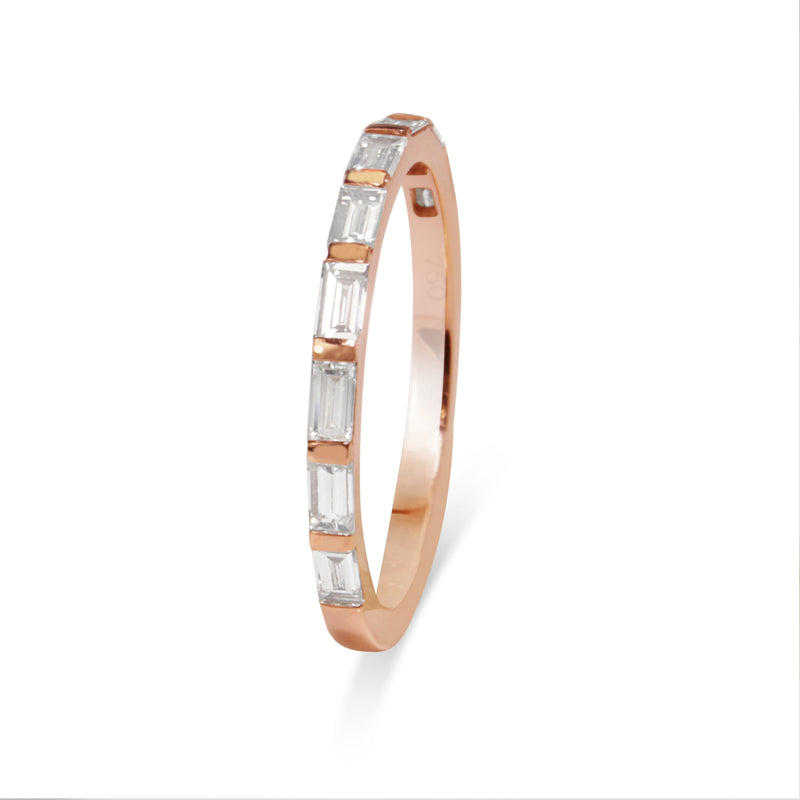 18ct Rose Gold Diamond Baguette Ring