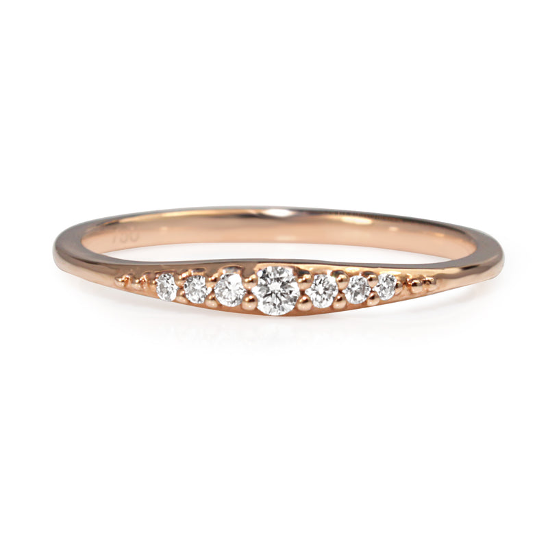 18ct Rose Gold Fine Tapered Diamond Band