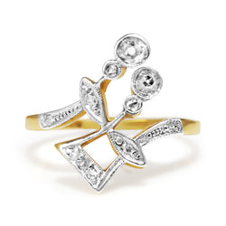 18ct Yellow and White Gold Art Nouveau Old Cut Diamond Ring