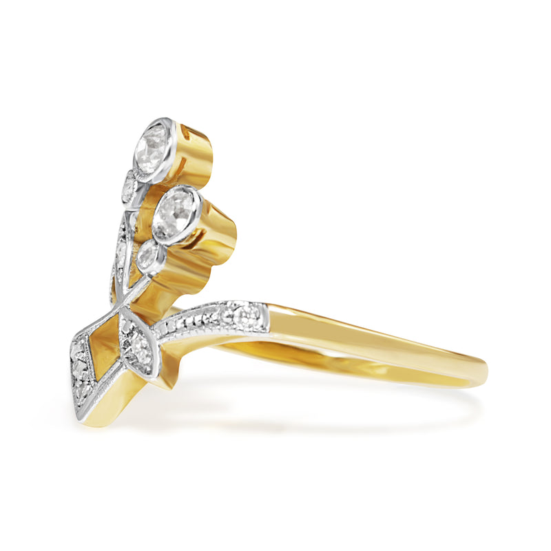 18ct Yellow and White Gold Art Nouveau Old Cut Diamond Ring