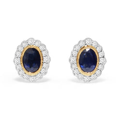 18ct Yellow and White Gold Sapphire and Diamond Earrings