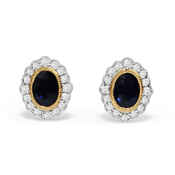18ct Yellow and White Gold Sapphire and Diamond Earrings
