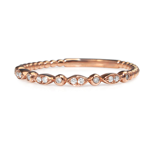 9ct Rose Gold Vintage Style Diamond Band