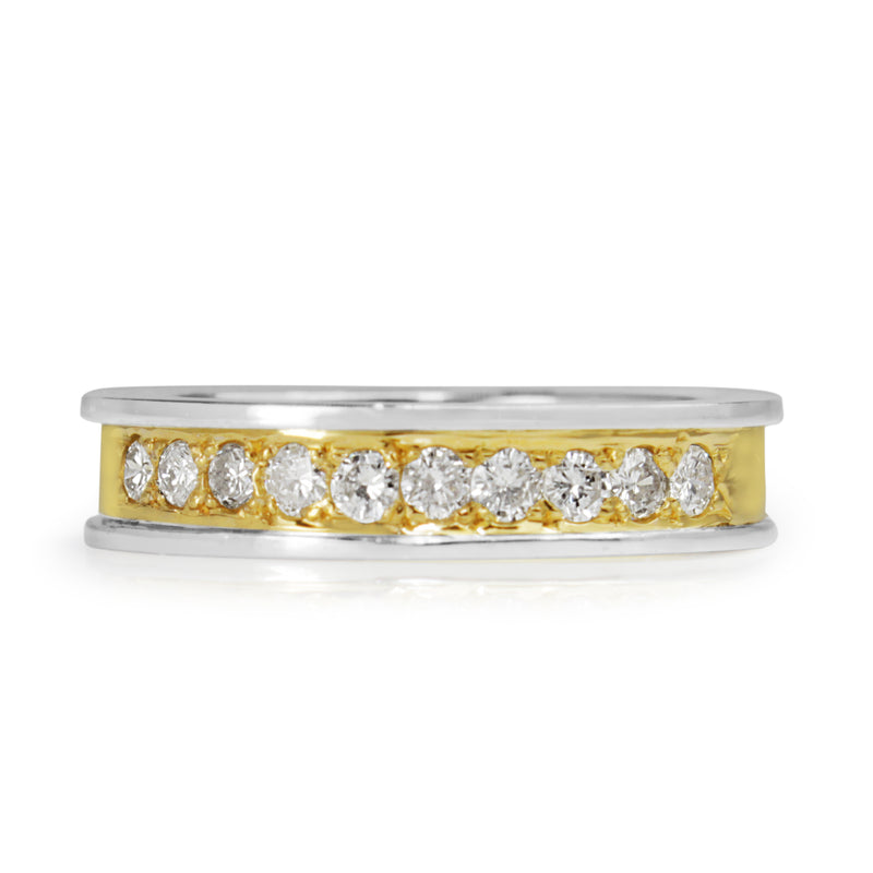 18ct Yellow and White Gold Diamond Band