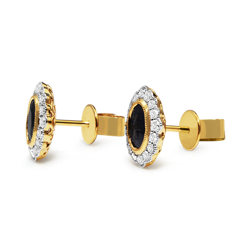 18ct Yellow and White Gold Sapphire and Diamond Earrings