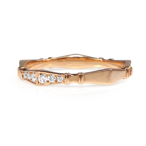 18ct Rose Gold Vintage Style Diamond Half Hoop Band