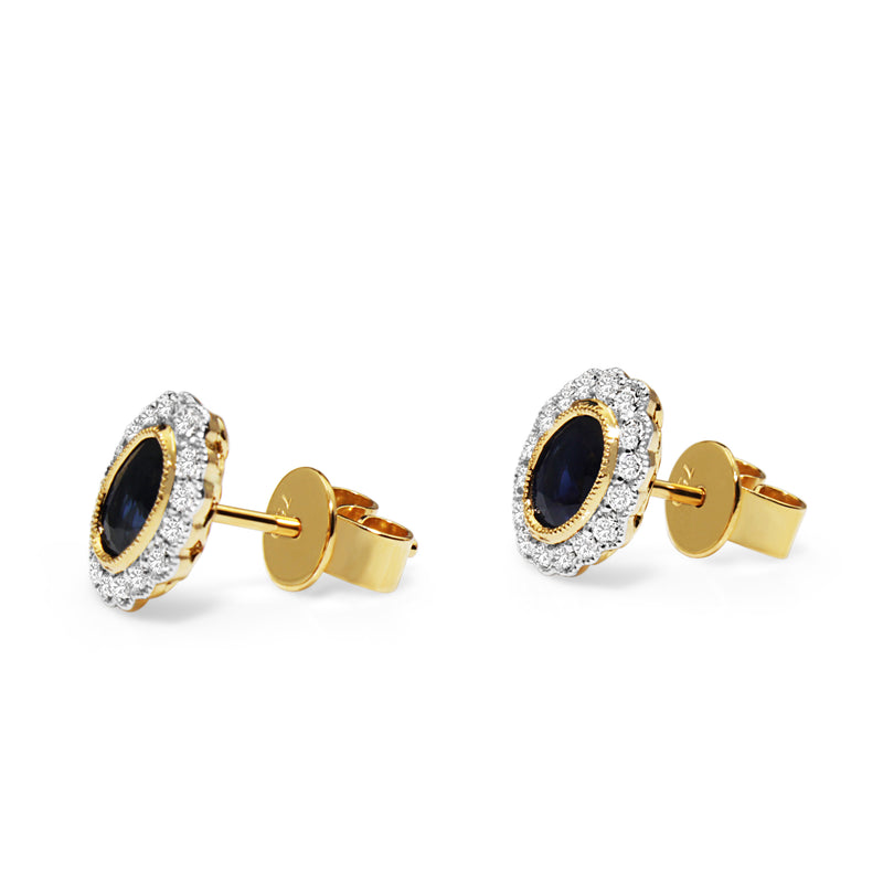 18ct Yellow and White Gold Sapphire and Diamond Earrings