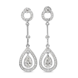 18ct White Gold Art Deco Style Diamond Drop Earrings