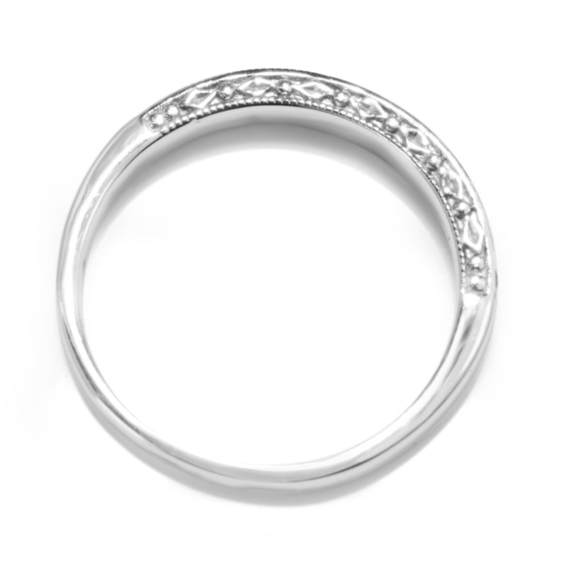 14ct White Gold Diamond Band with Engraved Sides