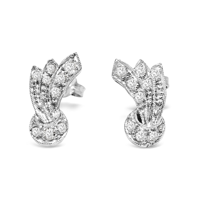 Palladium Art Deco Single Cut Diamond Stud Earrings