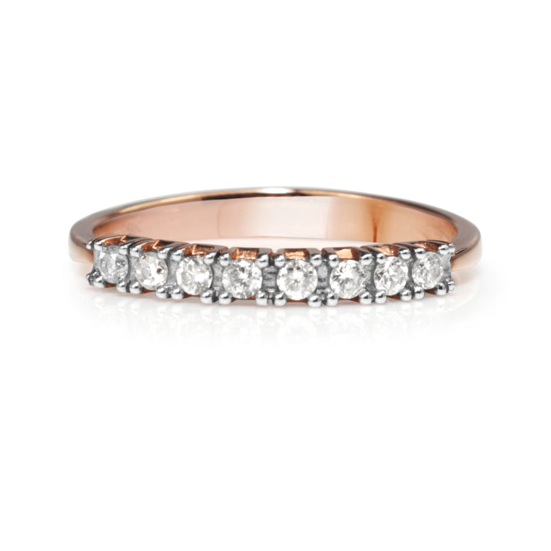 9ct Rose and White Gold Fine Diamond Band