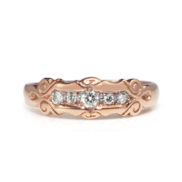 9ct Rose Gold Vintage Style Diamond Band