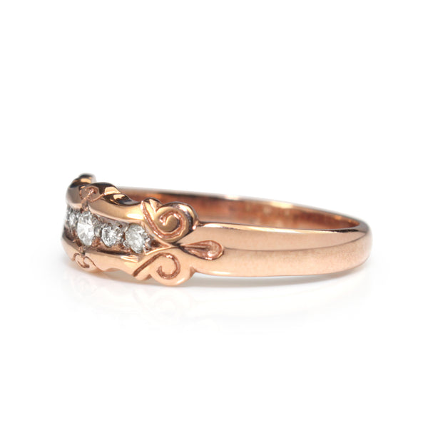 9ct Rose Gold Vintage Style Diamond Band