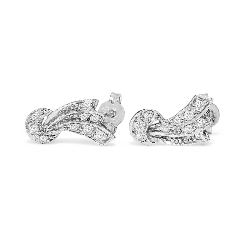 Palladium Art Deco Single Cut Diamond Stud Earrings