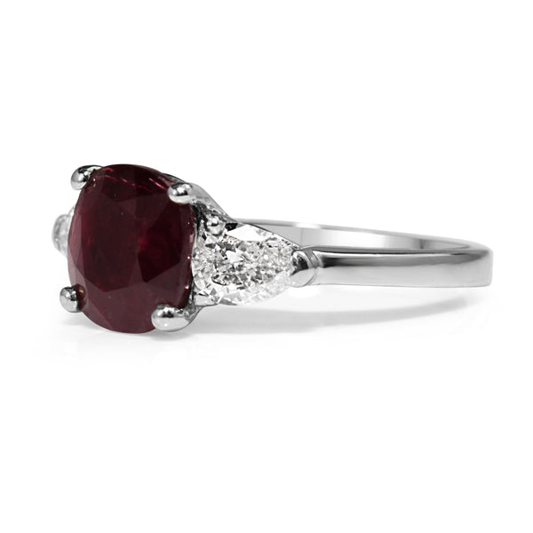 Platinum Ruby and Diamond 3 Stone Ring