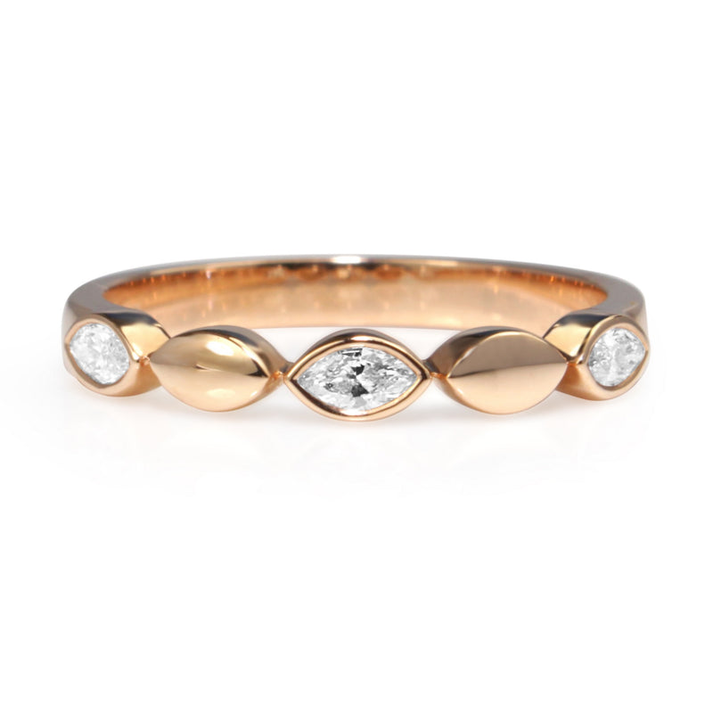 18ct Rose Gold Marquise Shaped Diamond Band