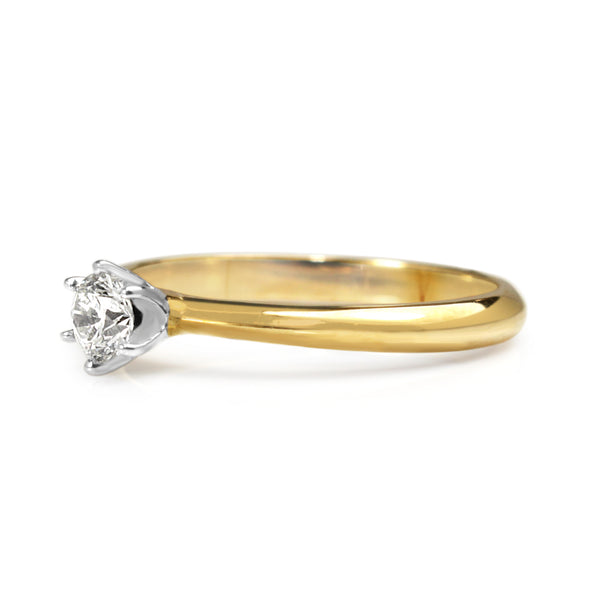 9ct Yellow and White Gold Diamond Solitaire Ring