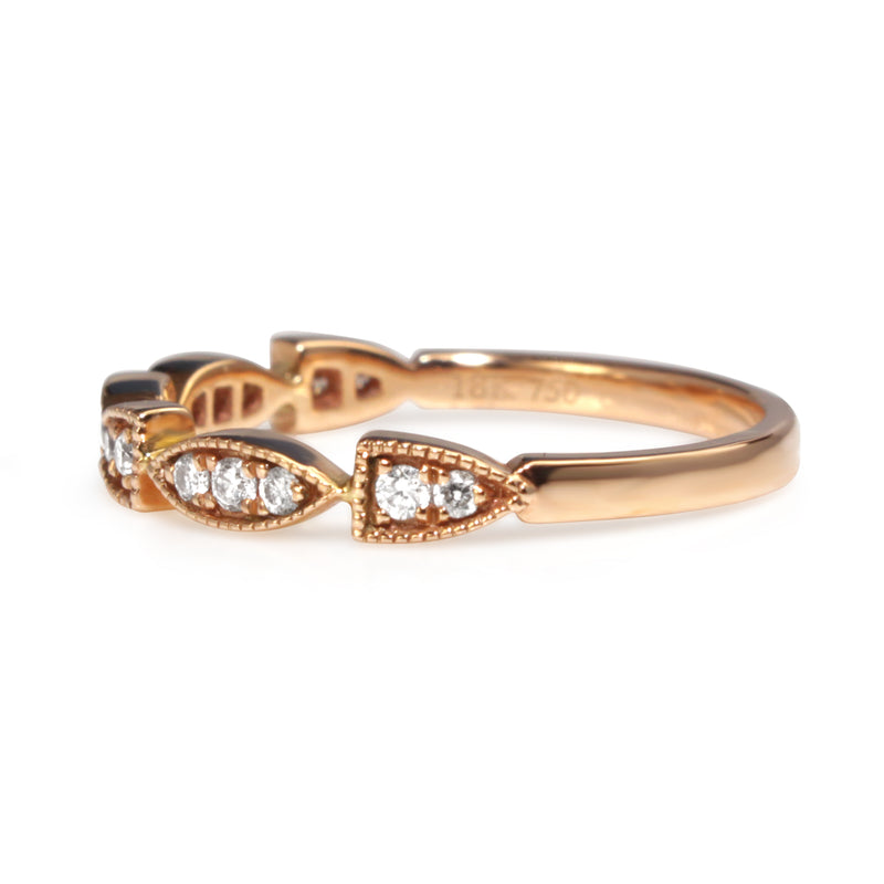 18ct Rose Gold Vintage Style Diamond Band