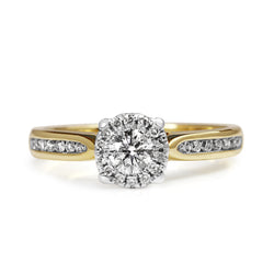9ct Yellow and White Gold Diamond Halo Ring