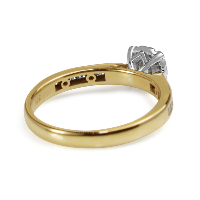 9ct Yellow and White Gold Diamond Halo Ring