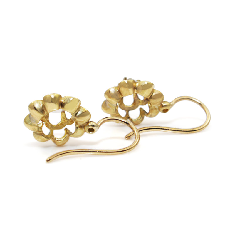 18ct Yellow Gold Antique Rose Cut Buttercup Earrings