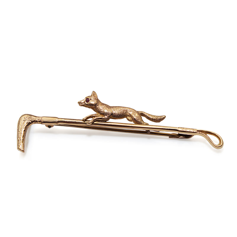 9ct Yellow Gold 'Fox' Brooch with Ruby Eye