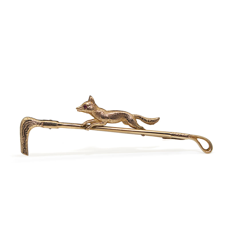 9ct Yellow Gold 'Fox' Brooch with Ruby Eye