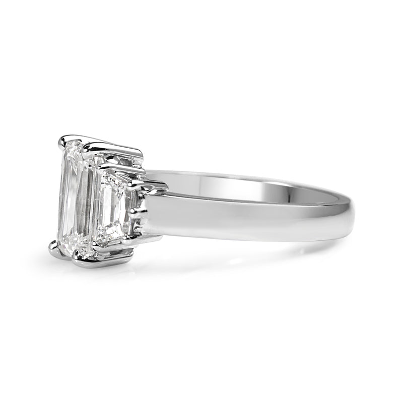 18ct White Gold Criss Cut Diamond 3 Stone Ring