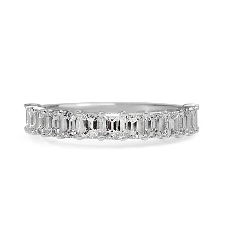 18ct White Gold Emerald Cut Diamond Band