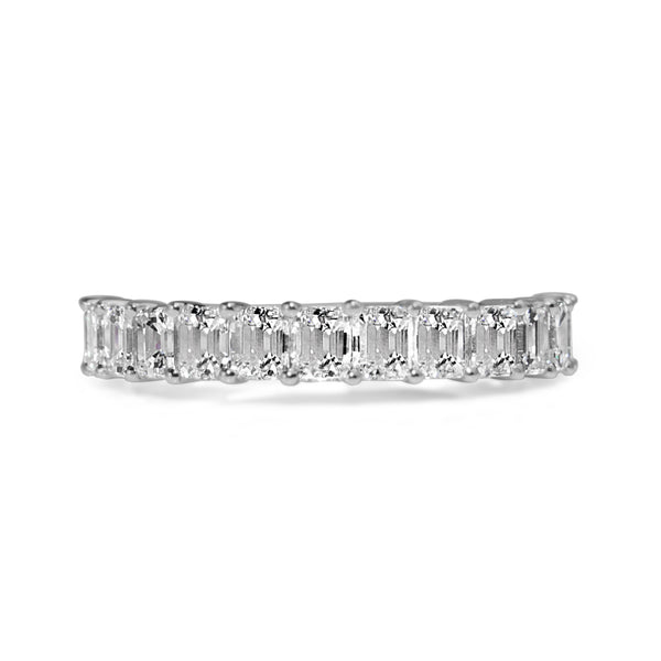 18ct White Gold Emerald Cut Diamond Band