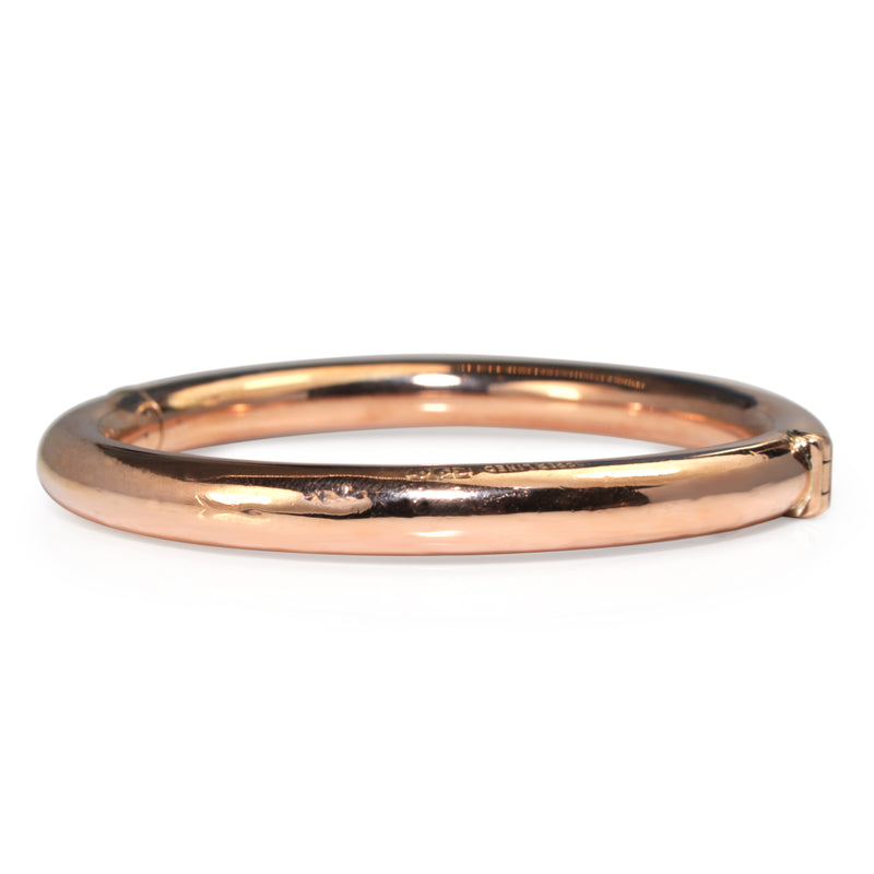 9ct Rose Gold Copper Lined Hinged Vintage Bangle