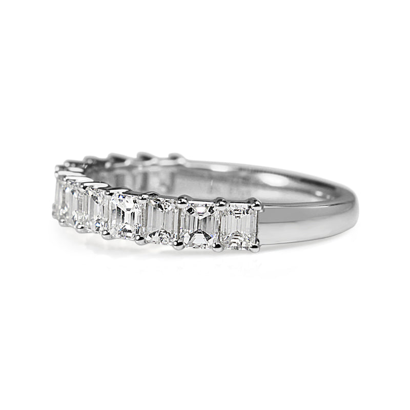 18ct White Gold Emerald Cut Diamond Band