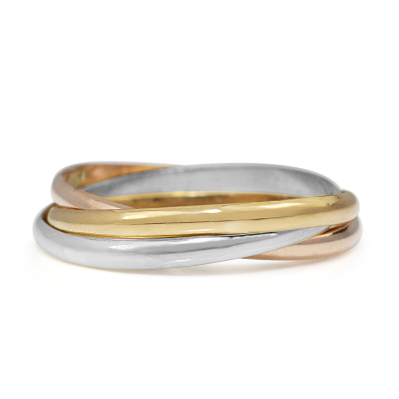 9ct Yellow, Rose and White Gold Russian Wedding Ring