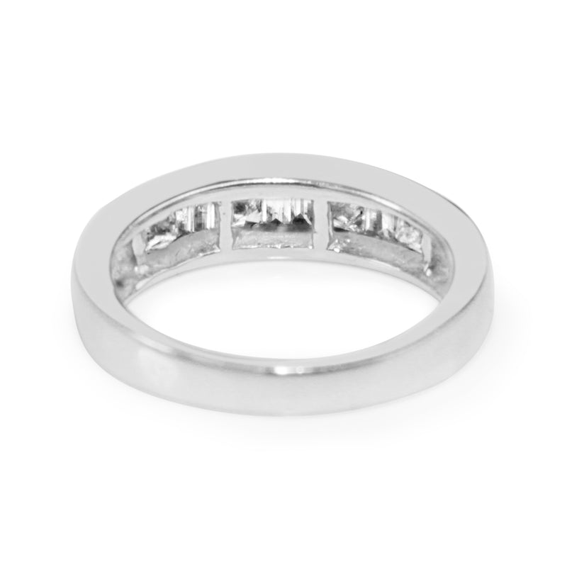 14ct White Gold Baguette and Princess Cut Diamond Band