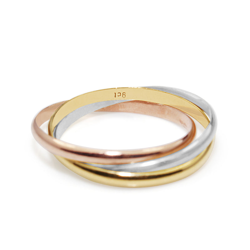 9ct Yellow, Rose and White Gold Russian Wedding Ring