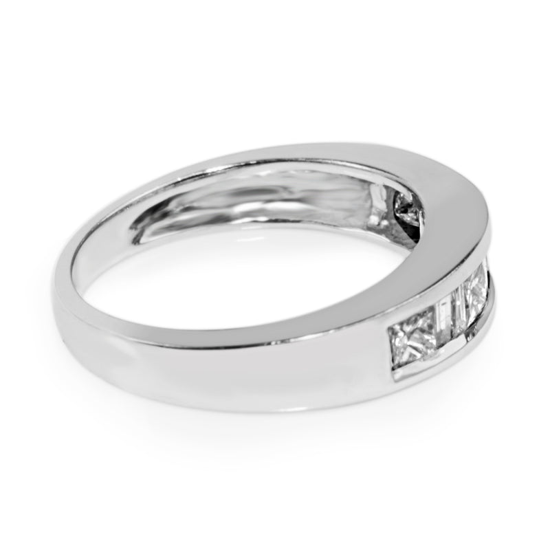 14ct White Gold Baguette and Princess Cut Diamond Band