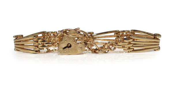 9ct Yellow Gold Antique Style Gate Link Bracelet