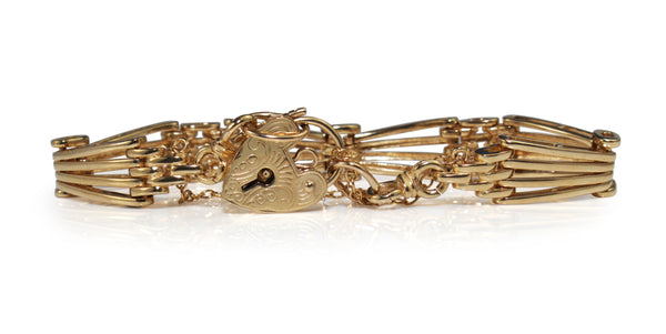 9ct Yellow Gold Antique Style Gate Link Bracelet