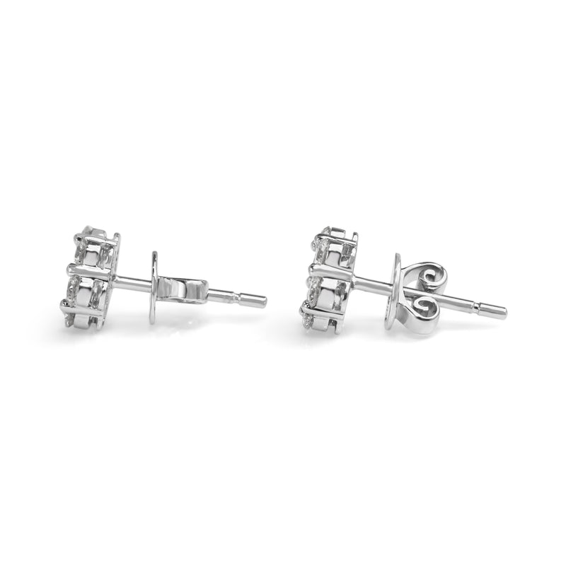 9ct White Gold Diamond Cluster Earrings