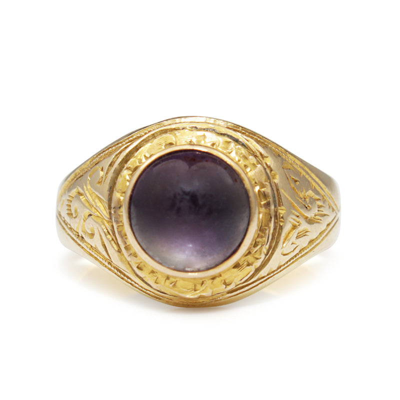 14ct Yellow Gold Antique Amethyst Cabochon Ring