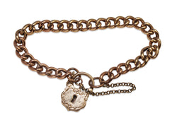 9ct Rose Gold Antique Curb Link Bracelet with Padlock Clasp